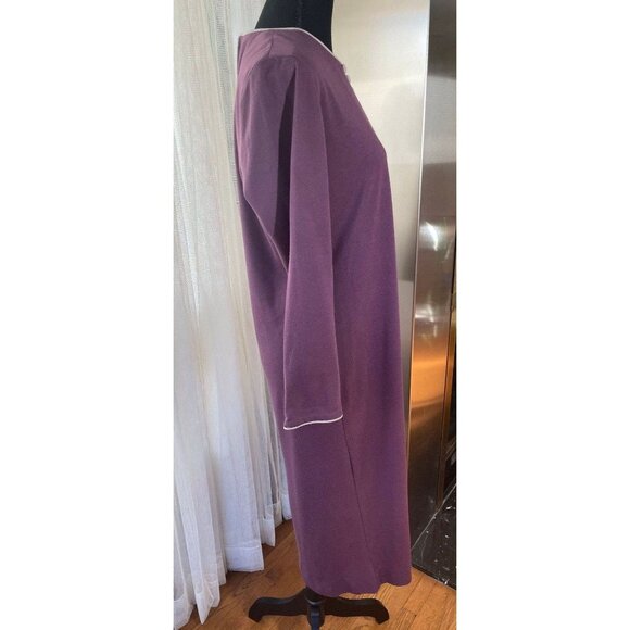 Vintage 1970s dress, purple, grey, A line, long sleeves, Mr Edwards, 8/10 (M) - Picture 7 of 10